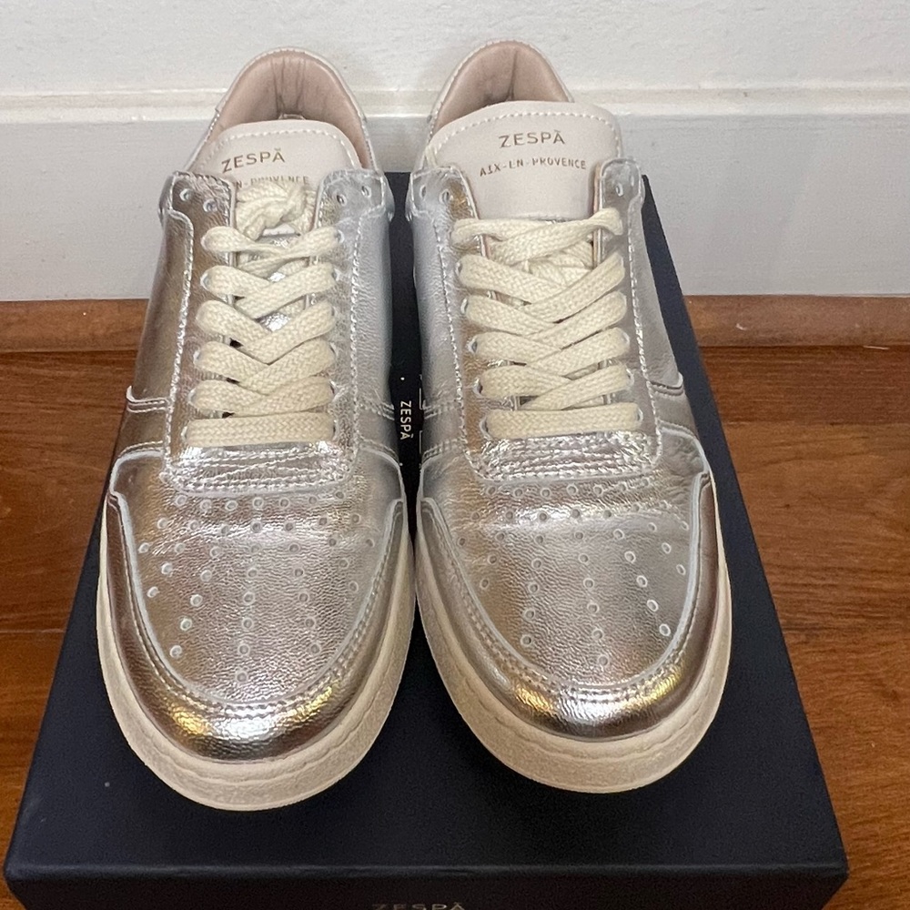 zespa silver leather sneakers